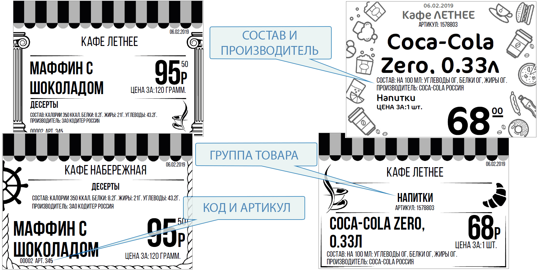Ценники для предприятий общественного питания
